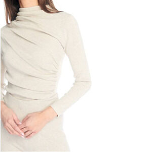 Oscar the Collection Jose Mock Neck Sweater Top in Driftwood Taupe F23-506 Med M